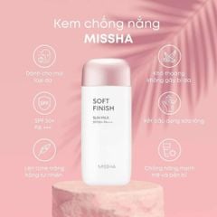 Kem Chống Nắng Dạng Sữa Dịu Nhẹ, Nâng Tông Da Missha All-Around Safe Block Soft Finish Sun Milk SPF50+ PA+++ 70ml