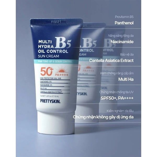 Kem chống nắng Phục hồi Prettyskin Hydra B5 Sun Cream