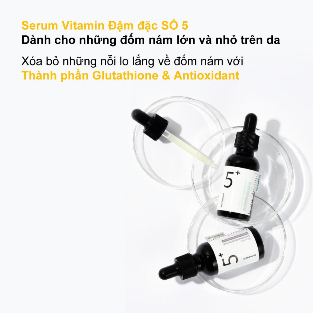 Tinh chất chống lão hoá, trắng sáng đều màu da Numbuzin No.5+ Vitamin Concentrated Serum 30ml