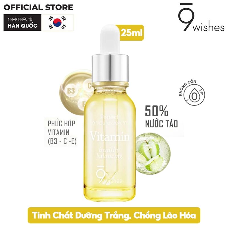 Tinh Chất Dưỡng Trắng, Chống Lão Hóa 9 Wishes Vitamin Healthy Balancing Ampule Serum 25ml
