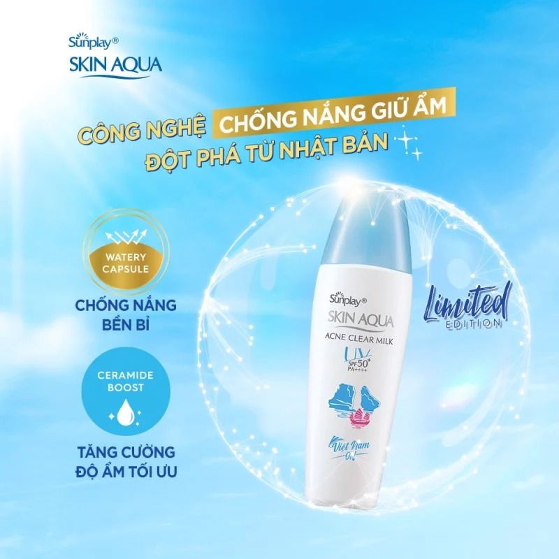 Sữa Chống Nắng Dưỡng Da Ngừa Mụn Sunplay Skin Aqua Acne Clear Milk SPF50+/PA++++ 25g