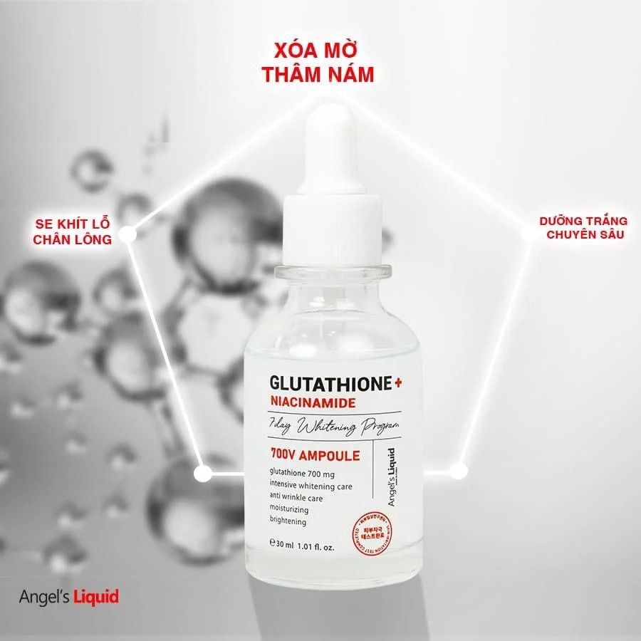 Tinh Chất Truyền Trắng Trị Nám Chuyên Sâu Angel's Liquid Glutathione + Niacinamide 700 V-Ampoule 30ml
