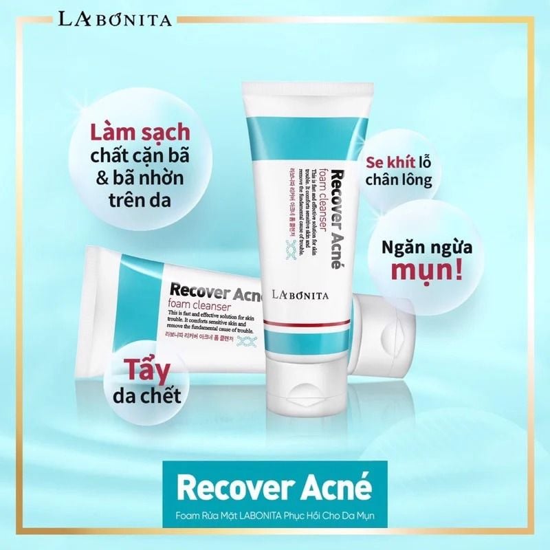 Sữa Rửa Mặt Làm Sạch Sâu, Giảm Sưng Viêm Cho Da Dầu Mụn La Bonita Recover Acne Foam Cleanser 100ml