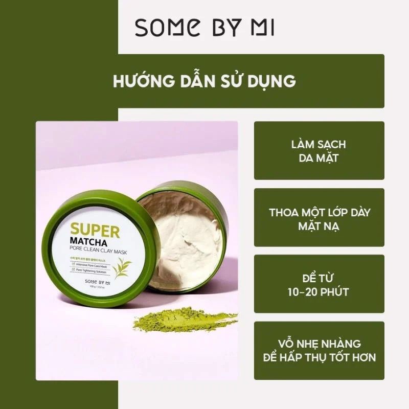 Mặt Nạ Đất Sét Trà Xanh Giúp Làm Sạch, Thu Nhỏ Lỗ Chân Lông Some By Mi Super Matcha Pore Clean Clay Mask 100g