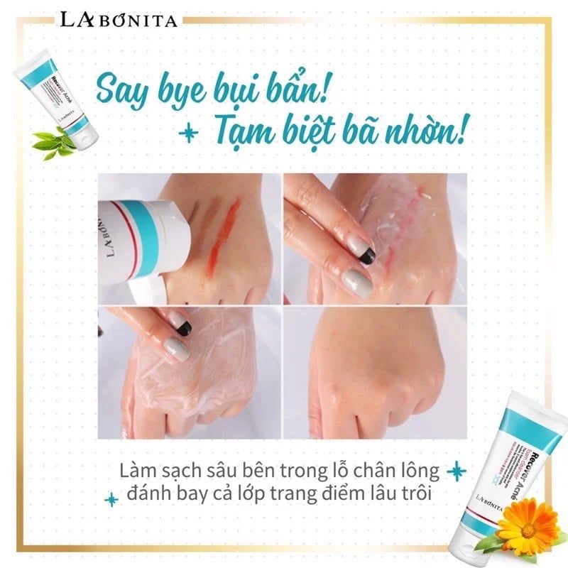 Sữa Rửa Mặt Làm Sạch Sâu, Giảm Sưng Viêm Cho Da Dầu Mụn La Bonita Recover Acne Foam Cleanser 100ml