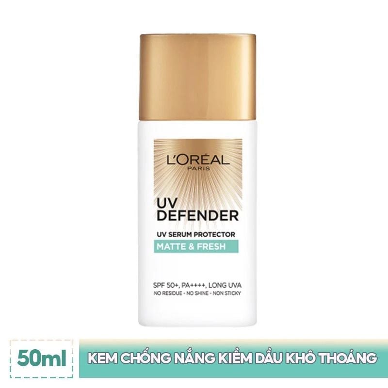 Kem Chống Nắng Mịn Nhẹ, Bảo Vệ Da, Ngăn Ngừa Lão Hóa L'Oreal UV Defender Serum Protector SPF 50+/PA++++