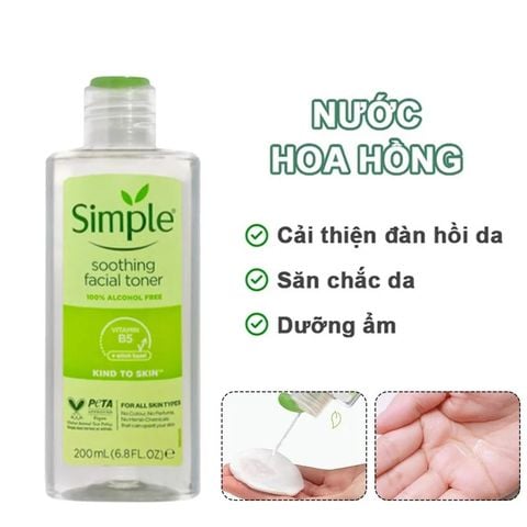 Nước Hoa Hồng Cân Bằng, Làm Dịu Da Simple Kind To Skin Soothing 200ml