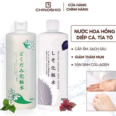 Nước Hoa Hồng Chiết Xuất Diếp Cá, Tía Tô Chinoshio Natural Skin Lotion 500ml