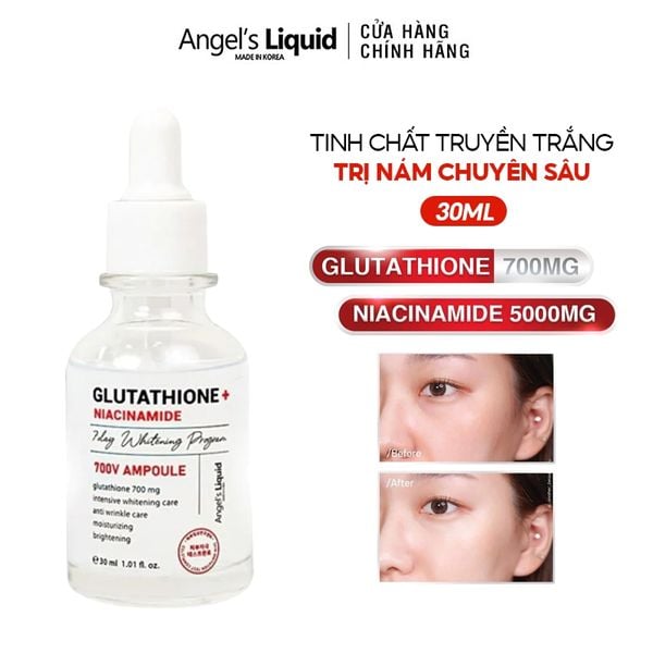 Tinh Chất Truyền Trắng Trị Nám Chuyên Sâu Angel's Liquid Glutathione + Niacinamide 700 V-Ampoule 30ml