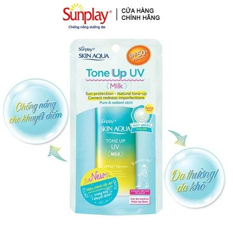Sữa Chống Nắng Hiệu Chỉnh Sắc Da Sunplay Skin Aqua Tone Up UV Milk - Mint Green SPF 50+/Pa++++ 50g