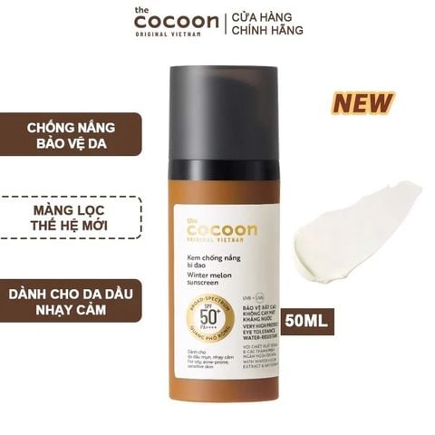 Kem Chống Nắng Bí Đao Quang Phổ Rộng Dành Cho Da Dầu, Nhạy Cảm The Cocoon Winter Melon Sunscreen 50ml