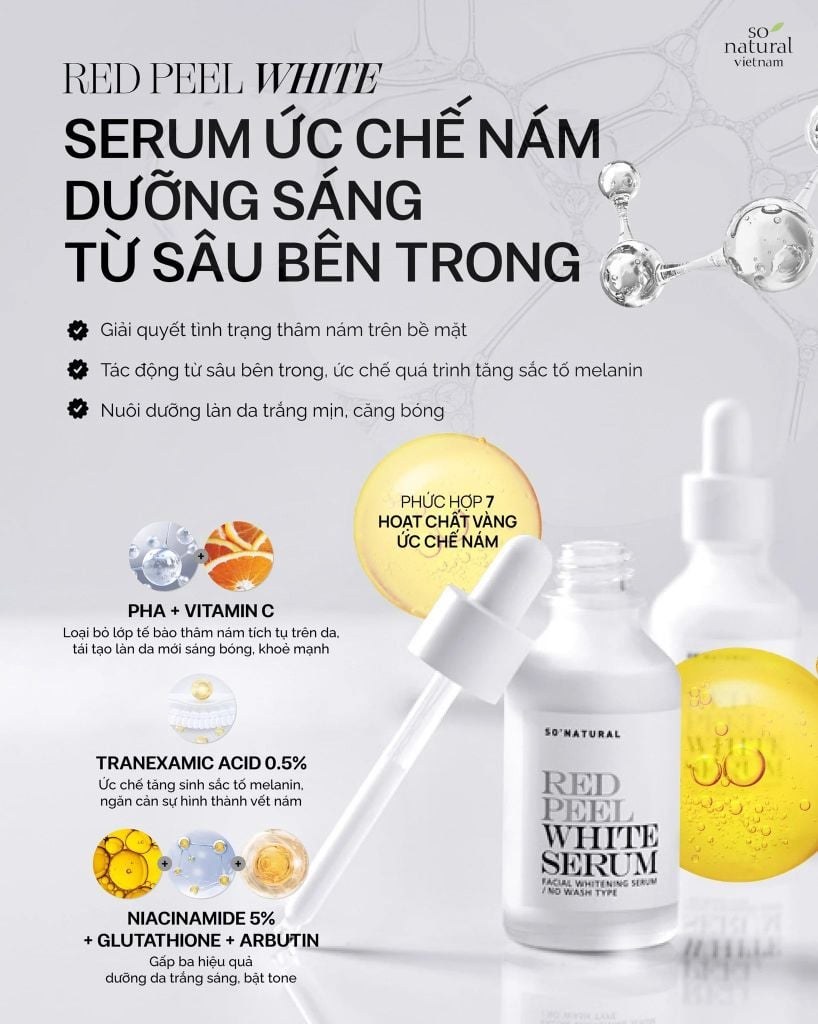 Tinh Chất SO’ NATURAL Red Peel White 35ml – Ức Chế Nám, Giảm Thâm Sạm & Dưỡng Trắng Sâu Từ Bên Trong