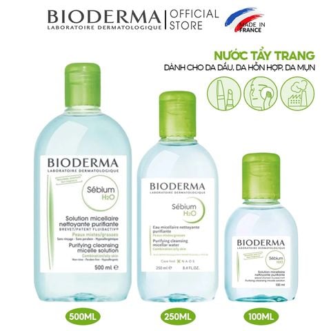 Nước Tẩy Trang Cho Da Dầu, Da Hỗn Hợp, Da Mụn Bioderma Senbium H2O