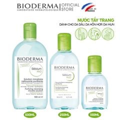 Nước Tẩy Trang Cho Da Dầu, Da Hỗn Hợp, Da Mụn Bioderma Senbium H2O