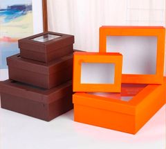 Hộp Quà Nắp Trong Suốt Nơ Ruy Băng 28x20x8.5cm - Màu Nâu H94-33