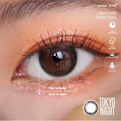 Kính Áp Tròng Màu Nâu Xám ANGEL EYES Cosmo - RUBY TOKYO NIGHT 14mm 0 độ
