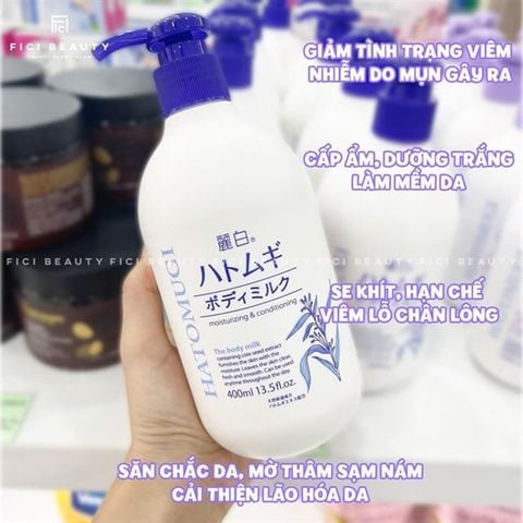 Sữa Dưỡng Thể Dưỡng Sáng Da Nhật Bản HATOMUGI Moisturizing & Conditioning The Body Milk 400ml