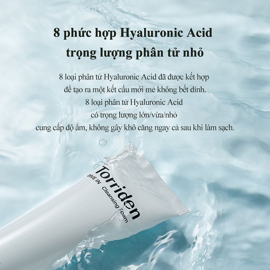 Sữa Rửa Mặt Torriden Tạo Bọt Dưỡng Ẩm Dal DIVE-IN Low Molecular Hyaluronic Acid Cleansing Foam 150ml