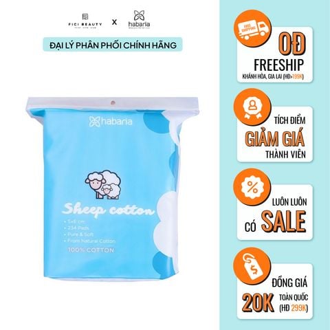Bông Tẩy Trang 100% Cotton Dày Dặn Habaria Sheep Cotton - 234 Miếng