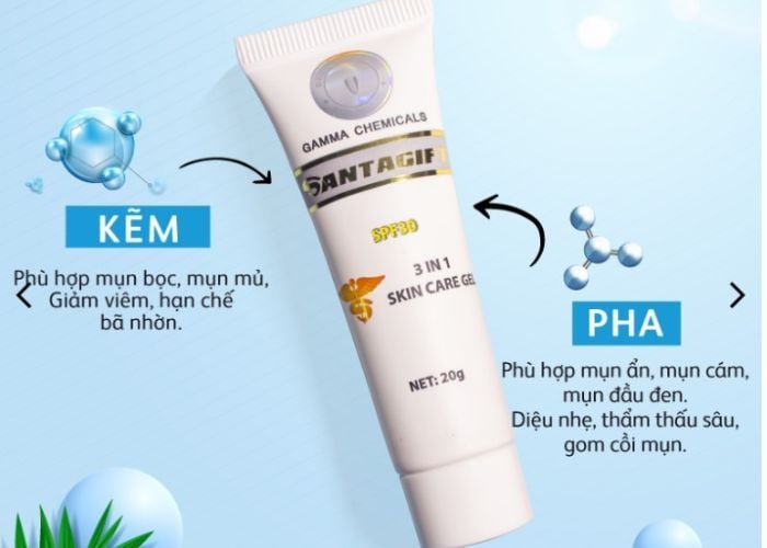 Kem Đặc Trị Mụn, Thâm, Sáng Da Santagift 20g