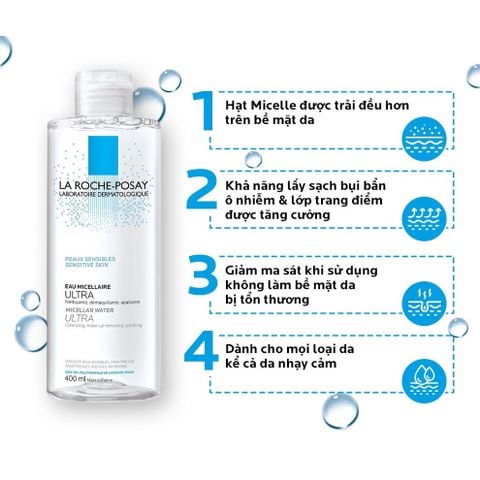 Nước Tẩy Trang Cho Da Nhạy Cảm La Roche-Posay Micellar Water Ultra Sensitive Skin 400ml