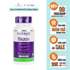 Viên Uống Chống Rụng, Hỗ Trợ Mọc Tóc & Giúp Móng Chắc Khỏe Natrol Biotin Beauty 10,000mcg - 100 viên
