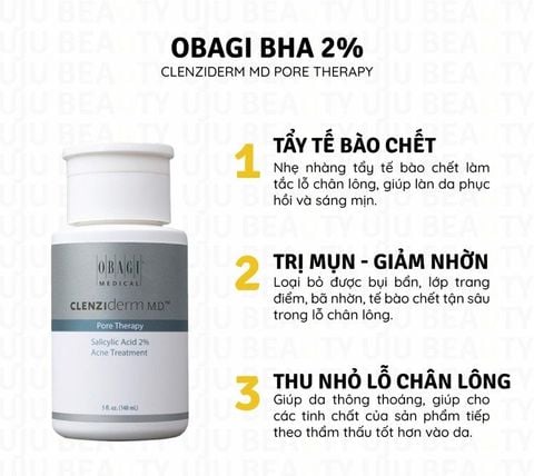 | HÀNG XÁCH TAY | Dung Dịch BHA Giảm Mụn, Dầu Nhờn OBAGI Clenziderm MD Pore Therapy 148ml