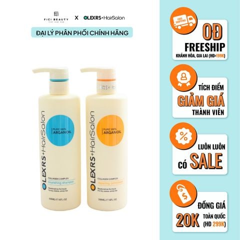 Bộ Gội Xả Ngăn Ngừa Rụng Tóc Olexrs Hair Salon Pure 100% Argan Oil 500ml