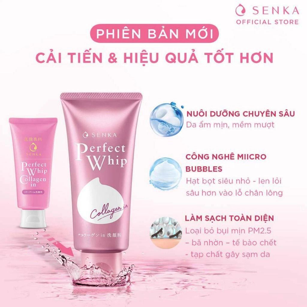 Sữa Rửa Mặt Tạo Bọt Ẩm Mịn, Săn Chắc Da SENKA Perfect Whip Collagen In 120g