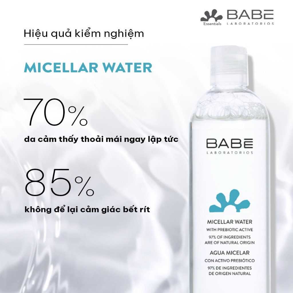 Nước Tẩy Trang Làm Sạch Cho Da Nhạy Cảm BABE Essentials Prebiotic Micellar Water 400ml