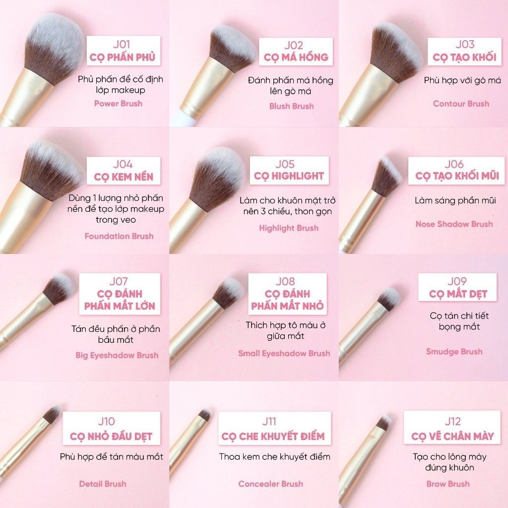 Bộ CọTrang Điểm Thuần Chay Jary Makeup Brush