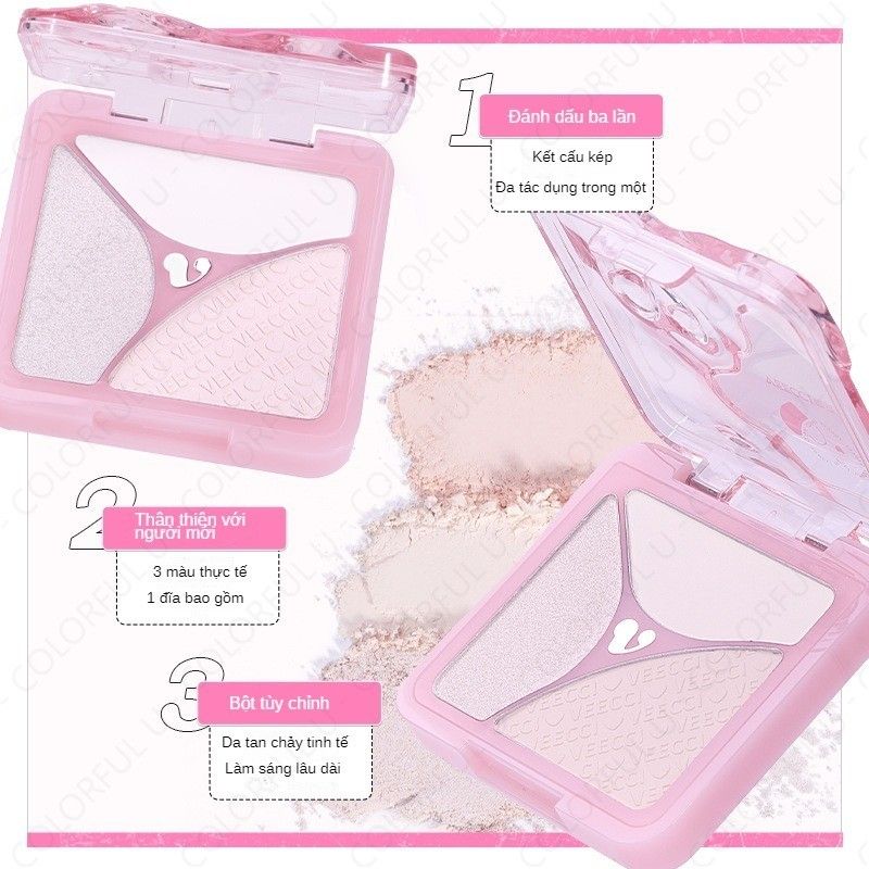 Phấn Bắt Sáng Highlight 3 ô VEECCI 7.5g