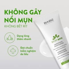 Kem dưỡng ẩm kiềm dầu trị mụn BABE Stop AKN Mattifying Moisturiser 50ml
