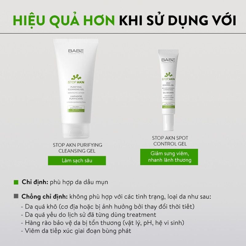 Kem dưỡng ẩm kiềm dầu trị mụn BABE Stop AKN Mattifying Moisturiser 50ml