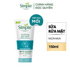 Gel Rửa Mặt Không Chứa Xà Phòng Kiềm Dầu, Ngừa Mụn Cho Da Nhạy Cảm Simple Purifying Gel Wash 150ml