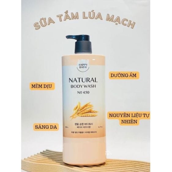 Sữa Tắm Dưỡng Ẩm Lúa Mạch Happy Bath Natural No 450 - 900ml