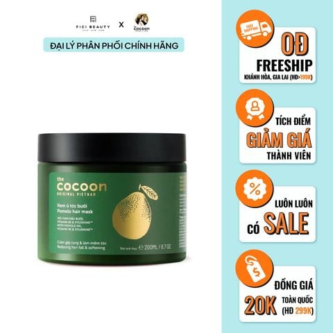 Kem Ủ Tóc Bưởi Giảm Gãy Rụng Tóc Mềm Mượt Chắc Khỏe The Cocoon Pomelo Hair Mask 200ml
