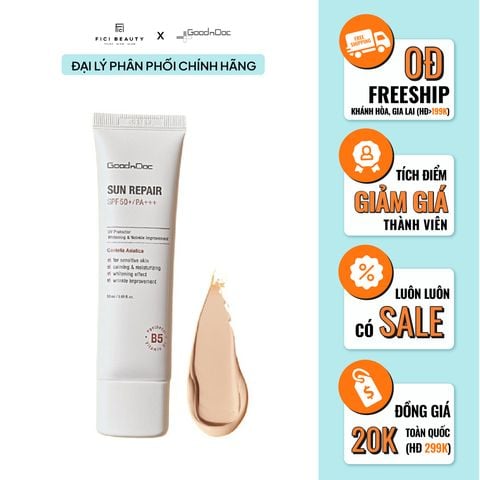 Kem Chống Nắng Dưỡng Ẩm, Phục Hồi Da GoodnDoc Sun Repair SPF50+ PA+++ 50ml