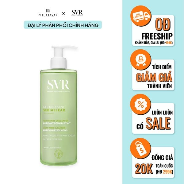 Sữa Rửa Mặt Dạng Gel Không Chứa Xà Phòng Dành Cho Da Dầu SVR Sebiaclear Gel Moussant