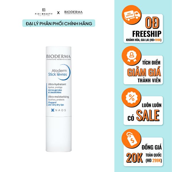 Son Dưỡng Làm Dịu Môi Khô, Nứt Nẻ Bioderma Atoderm Stick Levres 4g