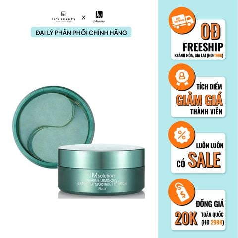 Mặt Nạ Dưỡng Ẩm Sâu, Giảm Thâm Quầng Mắt & Cải Thiện Nếp Nhăn Với Chiết Xuất Từ Ngọc Trai JMsolution Marine Luminous Pearl Deep Moisture Eye Patch - 60 Miếng
