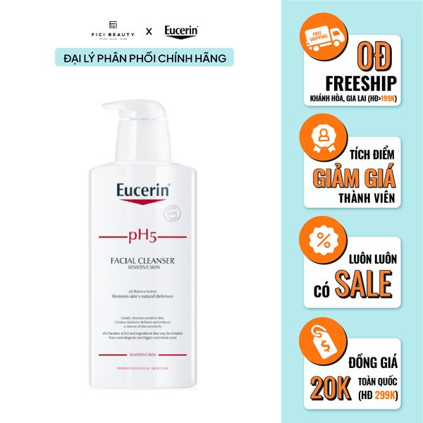 Sữa Rửa Mặt Làm Sạch Sâu Cho Da Nhạy Cảm Eucerin pH5 Facial Cleanser Sensitive Skin 400ml