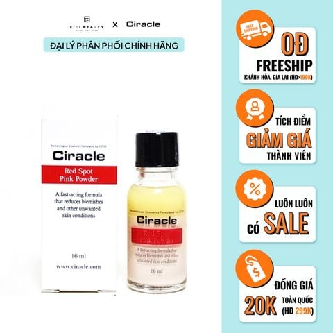 Dung Dịch Chấm Mụn, Hỗ Trợ Giảm Mụn Viêm Sưng, Làm Nhanh Khô Đầu Mụn Ciracle Red Spot Pink Powder 16ml