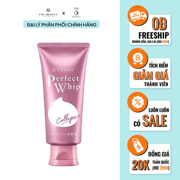 Sữa Rửa Mặt Tạo Bọt Ẩm Mịn, Săn Chắc Da SENKA Perfect Whip Collagen In 120g