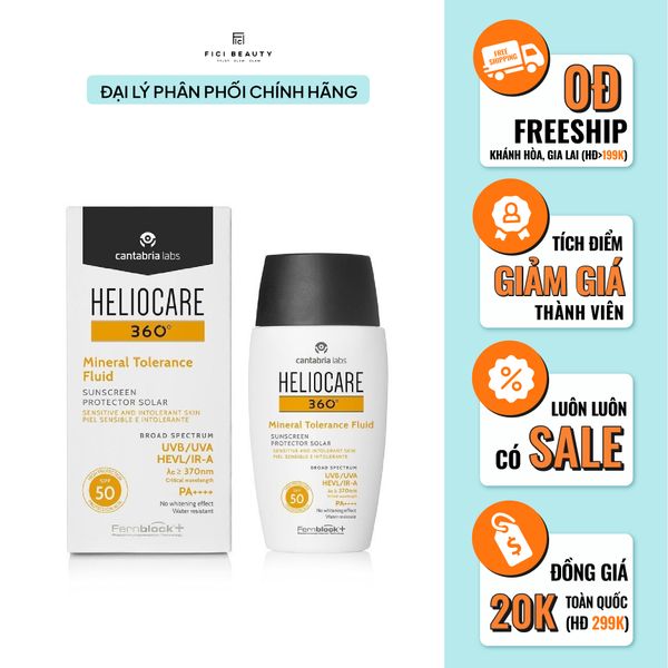 Kem Chống Nắng Nâng Tone HELIOCARE 360 Mineral Tolerance Fluid 50ml - MỌI LOẠI DA, DA NHẠY CẢM, DA SAU XÂM LẤN