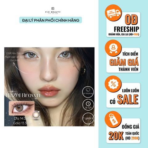 Lens Thời trang DOUYIN (cặp) - Hazal Brown - 0 độ đến 3 độ