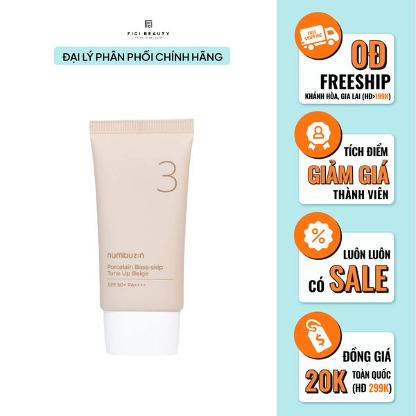 Kem Chống Nắng Vật Lý Nâng Tone Che Phủ Kiềm Dầu Numbuzin No.3 SPF50+ 50ml