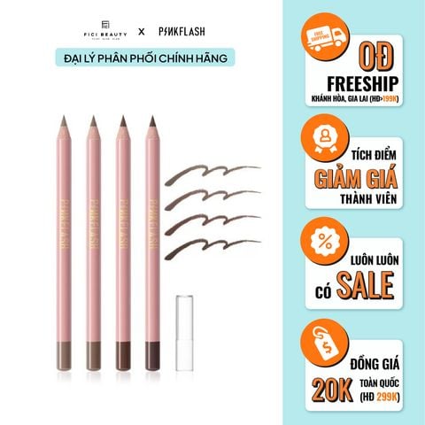 Chì Kẻ Chân Mày Mềm Mịn, Không Thấm Nước PINKFLASH Waterproof Easy Eyebrow Pencil PFE02 - Tone 03 Chocolate Brown