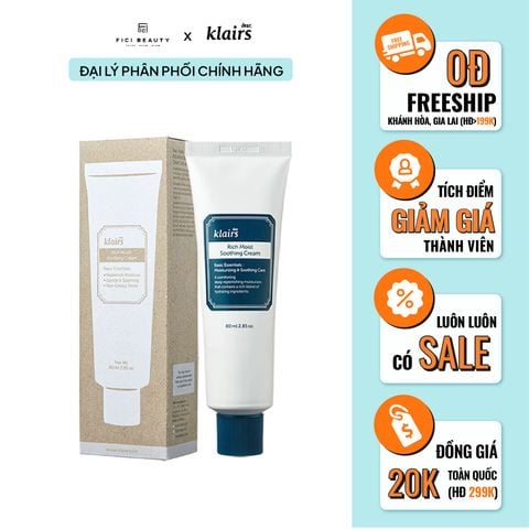 Kem Dưỡng Ẩm Chuyên Sâu Klairs Rich Moist Soothing Cream 80ml
