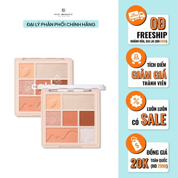 Bảng phấn mắt má và phấn má hồng bắt sáng Focallure 7 màu mềm lung linh 90g FA-192 #03
